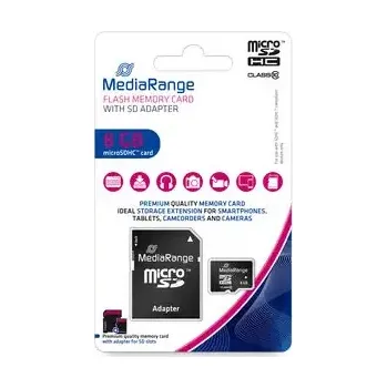 Paměťová karta MediaRange microSDHC 8GB + SD adaptér (MR957)