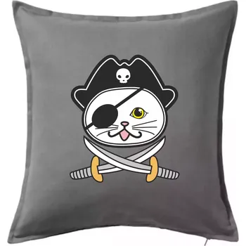 Polštář Kočičí pirát - Polštář 50x50 - 50x50 - Pouze potah ( Tmavě šedý melír )