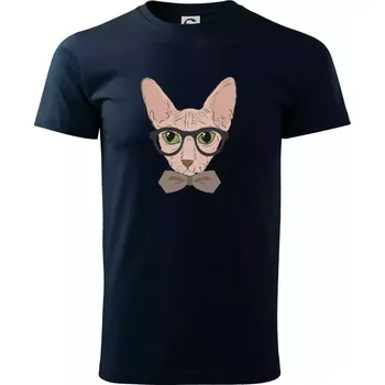 Pánské tričko Hipster sphynx - Triko extra velké (5-8XL) - 8XL ( Námořní modrá (velmi tmavá - téměř černá) )