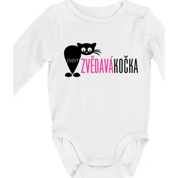Kojenecké oblečení Jsem zvědavá kočka - Body kojenecké s dlouhým rukávem - Dlouhý r. do 3 měs ( Bílá )