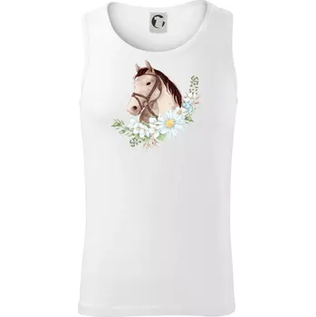 Hlava koně a věneček z kopretin - Tílko pánské Core - XL ( Bílá )