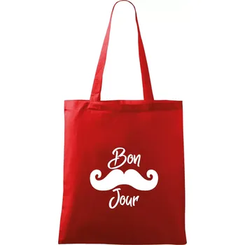 Mustache Bon Jour - Taška bavlněná - 42 x 38 cm ( Červená )