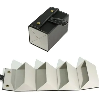 Pouzdro na brýle Skládací pouzdro na 4x brýle 16,5 x 10,5 x 10,6 cm Kožené skládací pouzdro na brýle s fleecem Elegantní cestovní ochrana černá