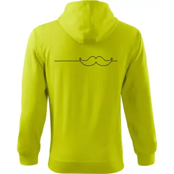 Pánská mikina Linka knírek - Mikina s kapucí na zip trendy zipper - 2XL ( Limetková )