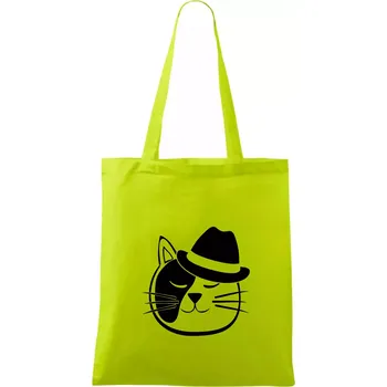 Kočka s kloboukem - Taška bavlněná - 42 x 38 cm ( Limetková )