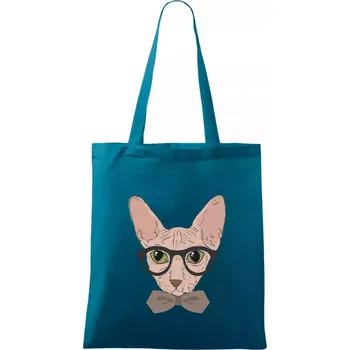 Hipster sphynx - Taška bavlněná - 42 x 38 cm ( Petrolejová )