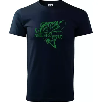 Pánské tričko Nejlepší rybář ryba na háčku - Triko extra velké (5-8XL) - 6XL ( Námořní modrá (téměř černá) )