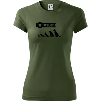 Dámské tričko I love dogs - tlapka - Dámské Fantasy sportovní (dresovina) - XL ( Khaki )