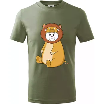 Kočka v převleku lva - Tričko dětské bavlněné - 158 cm/12 let ( Khaki )