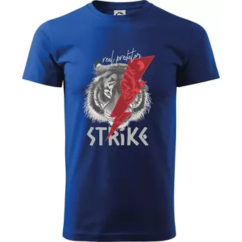 Pánské tričko Tygr - strike - Triko extra velké (5-8XL) - 8XL ( Královská modrá )