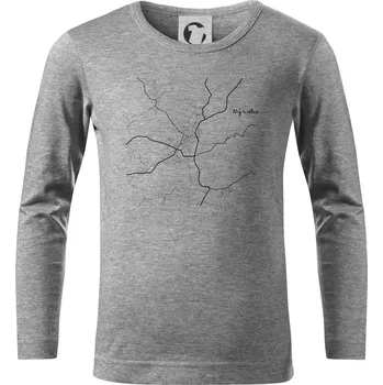 Chlapecké tričko Černobílá mapa Nýrsko 340 22 - Triko dětské Long Sleeve - 122 cm/6 let ( Tmavě šedý melír )