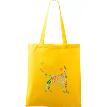 Kočka barevné křivky - Taška bavlněná - 42 x 38 cm ( Žlutá )