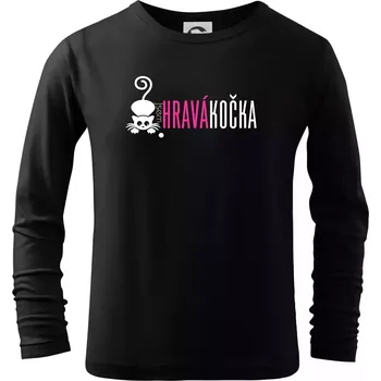 Chlapecké tričko Jsem hravá kočka - Triko dětské Long Sleeve - 158 cm/12 let ( Černá )