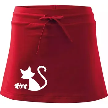 Dámská sukně Ryba vs kočka - Sportovní sukně - two in one - XS ( Červená )