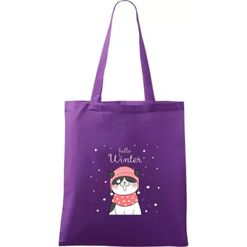 Kočka v čepici s vystrčeným jazykem - Taška bavlněná - 42 x 38 cm ( Fialová )