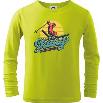 Dětská móda Skiing winter extreme cup - Triko dětské Long Sleeve - 104-110cm / 3-4 roky ( Limetková )