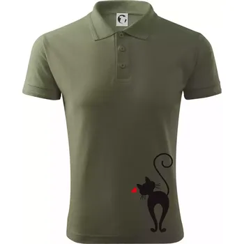 Pánská košile Zamilovaná kočka zezadu - Polokošile pánská Pique Polo 203 - L ( Khaki )
