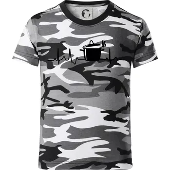 Chlapecké tričko EKG kuchař hrnec - Dětské maskáčové triko - 104-110cm / 3-4 roky ( Šedý maskáč )