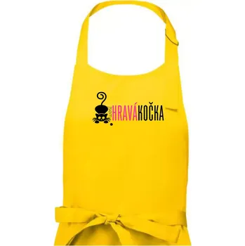 Kuchyňská zástěra Jsem hravá kočka - Dámská zástěra na vaření - Univerzální velikost ( Žlutá )