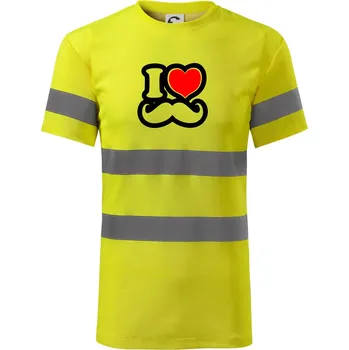 Pánské oblečení i love mustache - obrys - Triko reflexní - HV PROTECT - L ( Neonově žlutá )