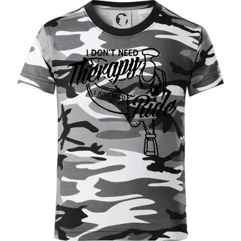 Chlapecké tričko I don't Therapy Ride - jezdkyně - Dětské maskáčové triko - 146 cm/10 let ( Šedý maskáč )