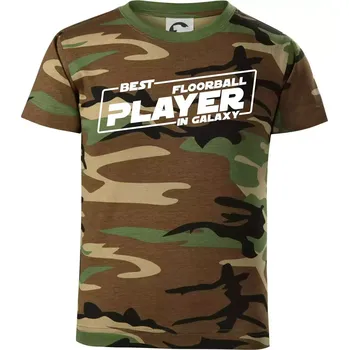 Chlapecké tričko Best floorball player in galaxy - Dětské maskáčové triko - 122 cm/6 let ( Hnědý maskáč )