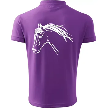 Pánská košile Kůň - hlava celá - Polokošile pánská Pique Polo 203 - XL ( Fialová )