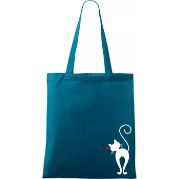 Zamilovaná kočka zezadu - Taška bavlněná - 42 x 38 cm ( Petrolejová )