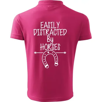 Pánská košile Easily Distracted by Horse - Polokošile pánská Pique Polo 203 - 5XL ( Purpurová )