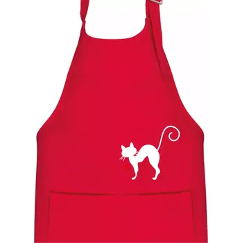 Kuchyňská zástěra Zamilovaná kočka prohnutá - Dětská zástěra na vaření - Univerzální velikost ( Červená )