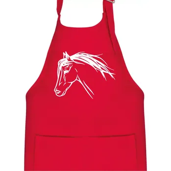 Kuchyňská zástěra Kůň - hlava celá - Dětská zástěra na vaření - Univerzální velikost ( Červená )