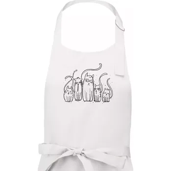 Kuchyňská zástěra Kočičí rodina - Pánská zástěra na vaření - Univerzální velikost ( Bílá )