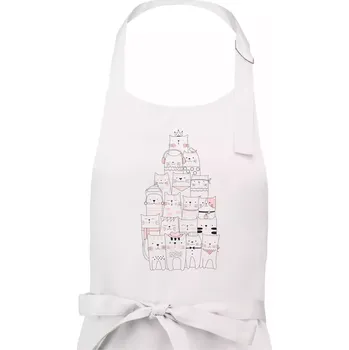Kuchyňská zástěra Pyramida z koček - Pánská zástěra na vaření - Univerzální velikost ( Bílá )