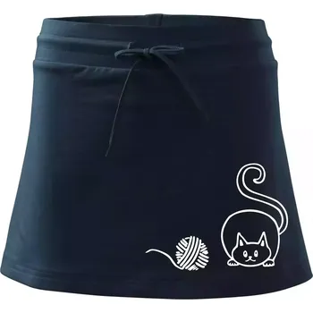 Dámská sukně Kočka klubíčko - Sportovní sukně - two in one - S ( Námořní modrá (velmi tmavá - téměř černá) )