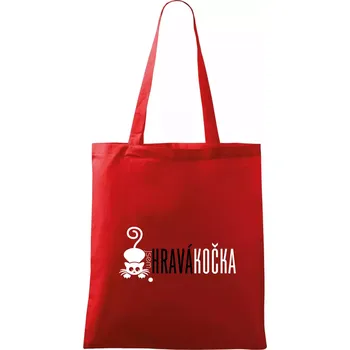 Nákupní taška Jsem hravá kočka - Taška bavlněná - 42 x 38 cm ( Červená )