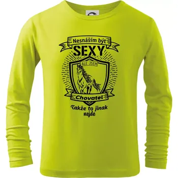 Dětská móda Nesnáším být sexy - chovatel koní erb - Triko dětské Long Sleeve - 122 cm/6 let ( Limetková )