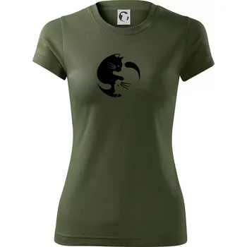 Dámské tričko Kočka - Jin jang - Dámské Fantasy sportovní (dresovina) - M ( Khaki )
