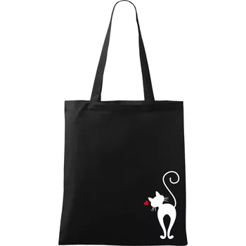 Zamilovaná kočka zezadu - Taška bavlněná - 42 x 38 cm ( Černá )