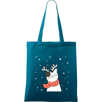 Kočka se sobími rohy - Taška bavlněná - 42 x 38 cm ( Petrolejová )