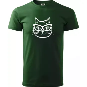 Kočičí holka s brýlemi - Triko extra velké (5-8XL) - 6XL ( Lahvově zelená )