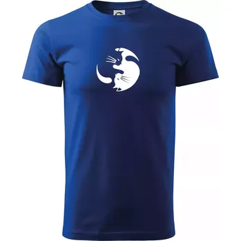 Pánské tričko Kočka - Jin jang - Triko extra velké (5-8XL) - 7XL ( Královská modrá )