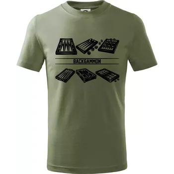 Backgammon černý set - Tričko dětské bavlněné - 146 cm/10 let ( Khaki )