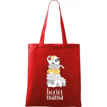 Nákupní taška Kočičí máma - Taška bavlněná - 42 x 38 cm ( Červená )