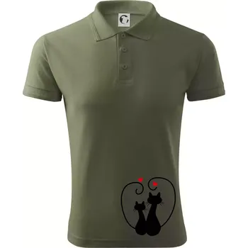 Pánská košile Kočky - Zamilovaný pár - Polokošile pánská Pique Polo 203 - 4XL ( Khaki )