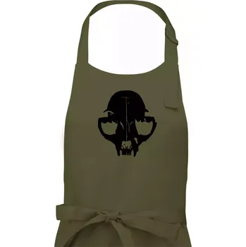 Kuchyňská zástěra Kočka - Cat skull - Pánská zástěra na vaření - Univerzální velikost ( Khaki )
