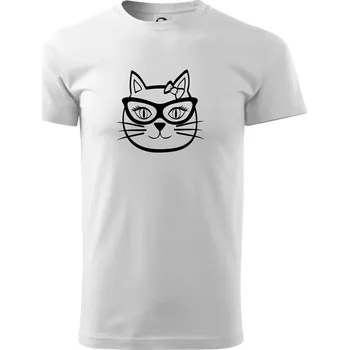 Pánské tričko Kočičí holka s brýlemi - Triko extra velké (5-8XL) - 8XL ( Bílá )