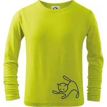 Kočka si hraje - Triko dětské Long Sleeve - 122 cm/6 let ( Limetková )
