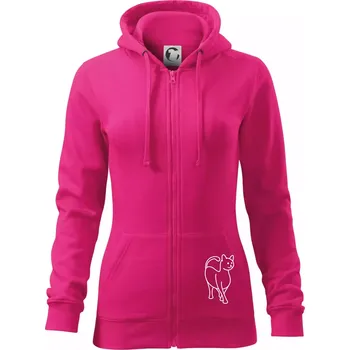 Dámská mikina Ladná kočka - Dámská mikina trendy zipper s kapucí - M ( Purpurová )