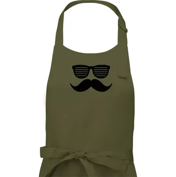 Kuchyňská zástěra Mustache brýle - Dámská zástěra na vaření - Univerzální velikost ( Khaki )