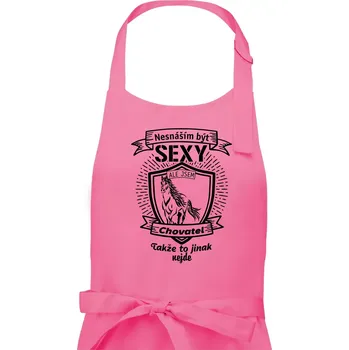 Kuchyňská zástěra Nesnáším být sexy - chovatel koní erb - Pánská zástěra na vaření - Univerzální velikost ( Růžová )